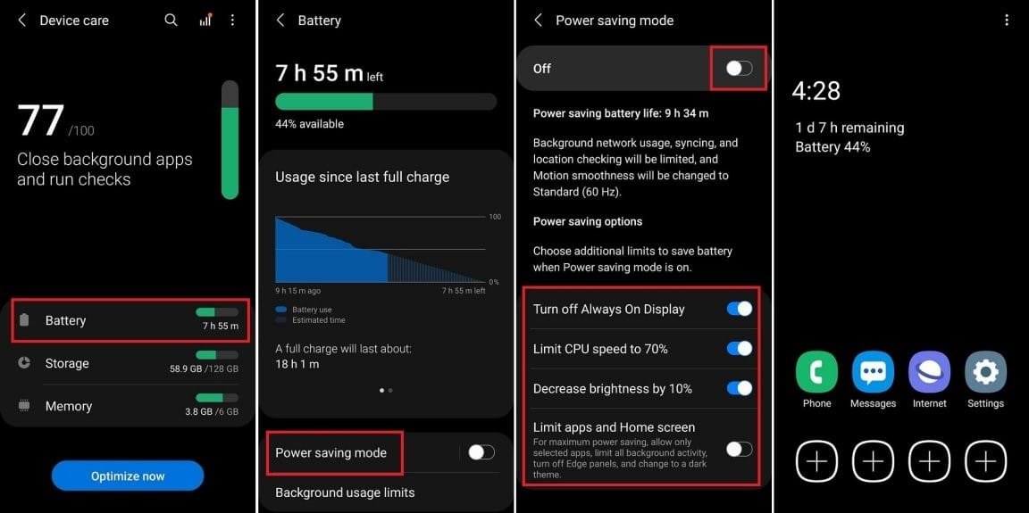 Power Saving Mode on Phone
