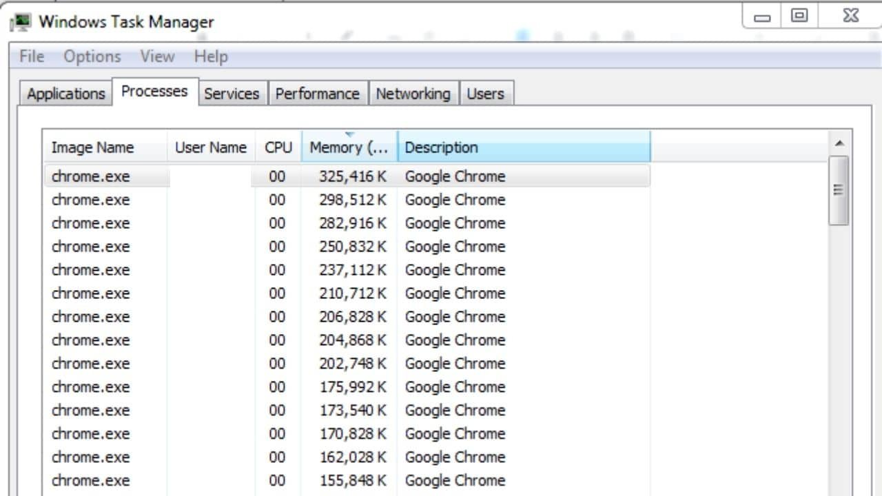 Clear Google Chrome Memory